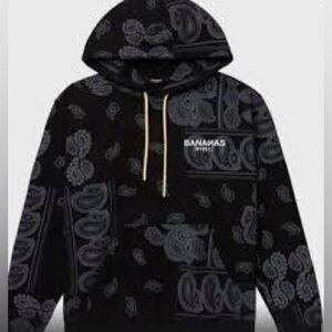 Bananas Monkey Black Paisley Hoodie/Sweatshirt | Mens Size Small | NEW/NWT!!🐵🍌
